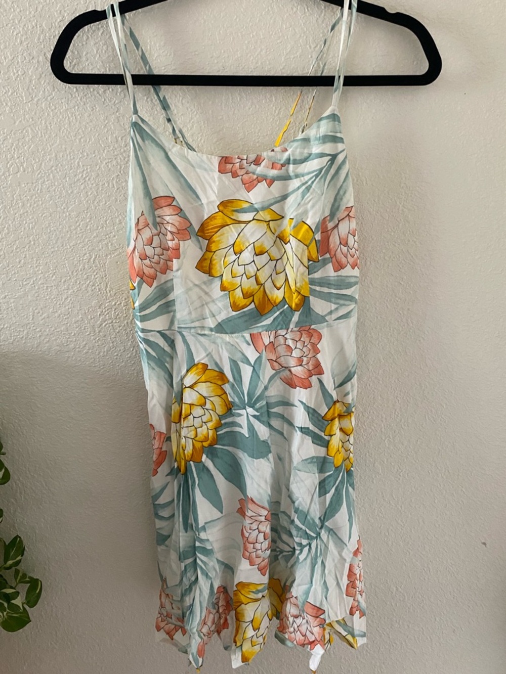 Forever 21 White Slip Dress with Yellow & Coral Floral Print